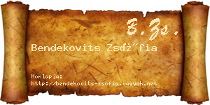 Bendekovits Zsófia névjegykártya